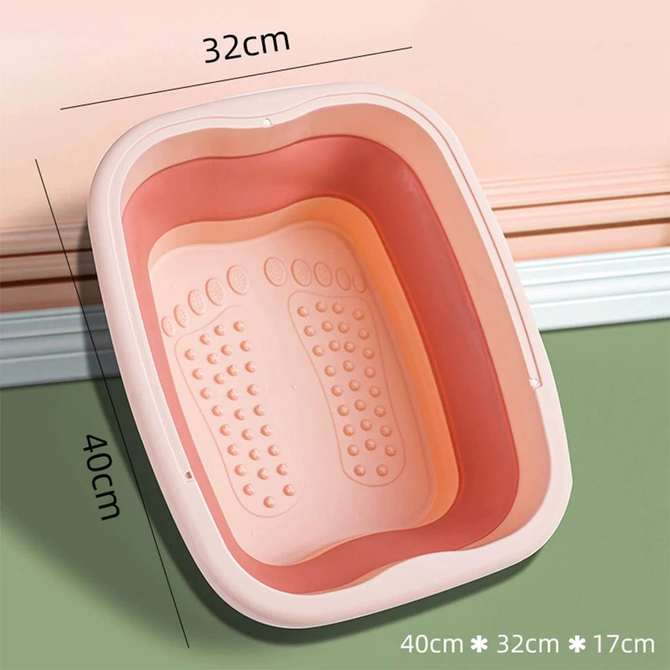 Foldable Foot Bath Tub–Portable, Covered Basin With Ergonomic Design, Silicone Thickening Suitable For Travel And Home Use