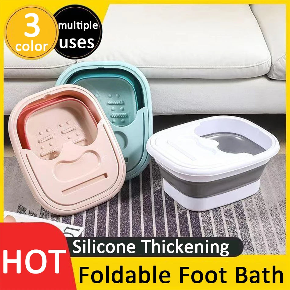 Foldable Foot Bath Tub–Portable, Covered Basin With Ergonomic Design, Silicone Thickening Suitable For Travel And Home Use